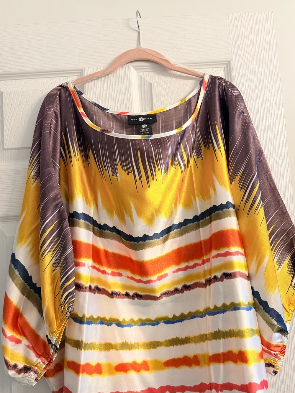 Women's Yellow Multi-Stripe Dolman Sleeve Top